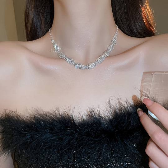 Sparkling Rhinestone Set – Necklace, Earrings & Bracelet