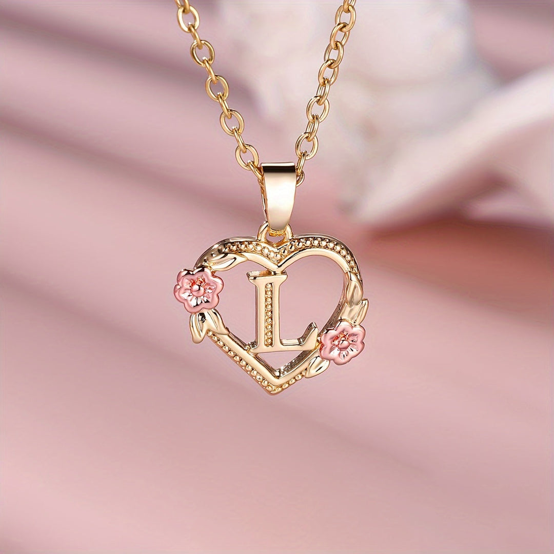 Elegant Floral Heart Pendant Necklace
