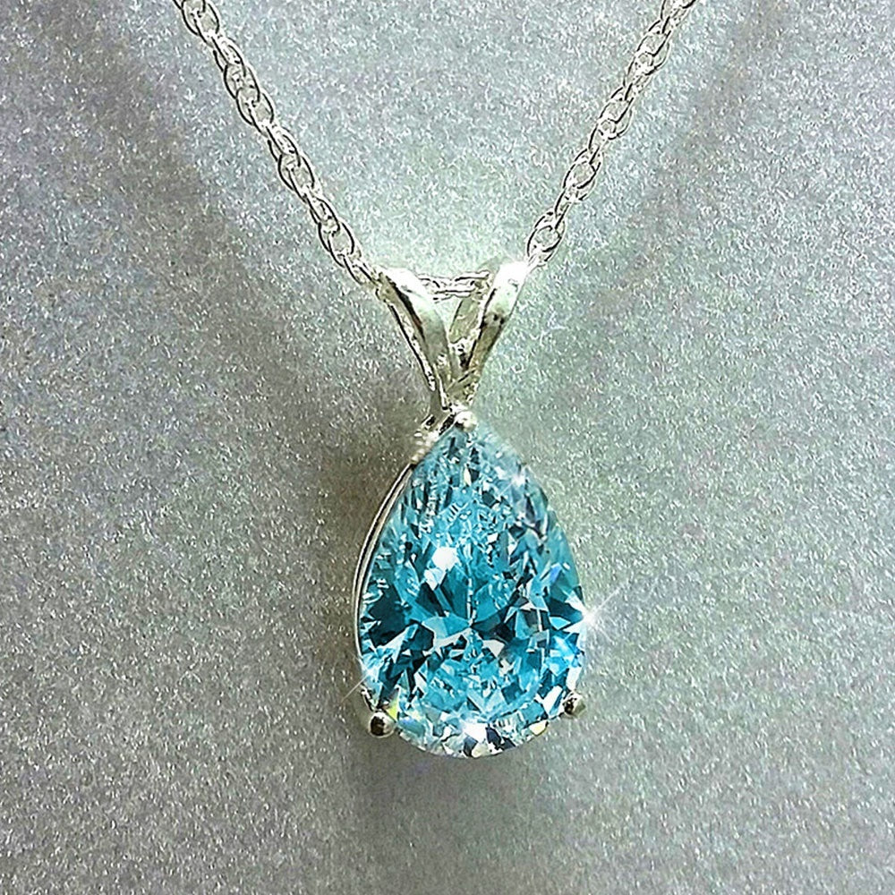 Teardrop Shaped Zirconia Pendant Necklace