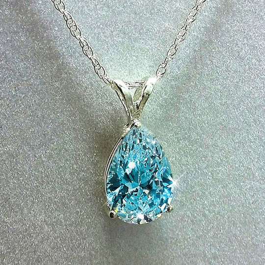 Teardrop Shaped Zirconia Pendant Necklace