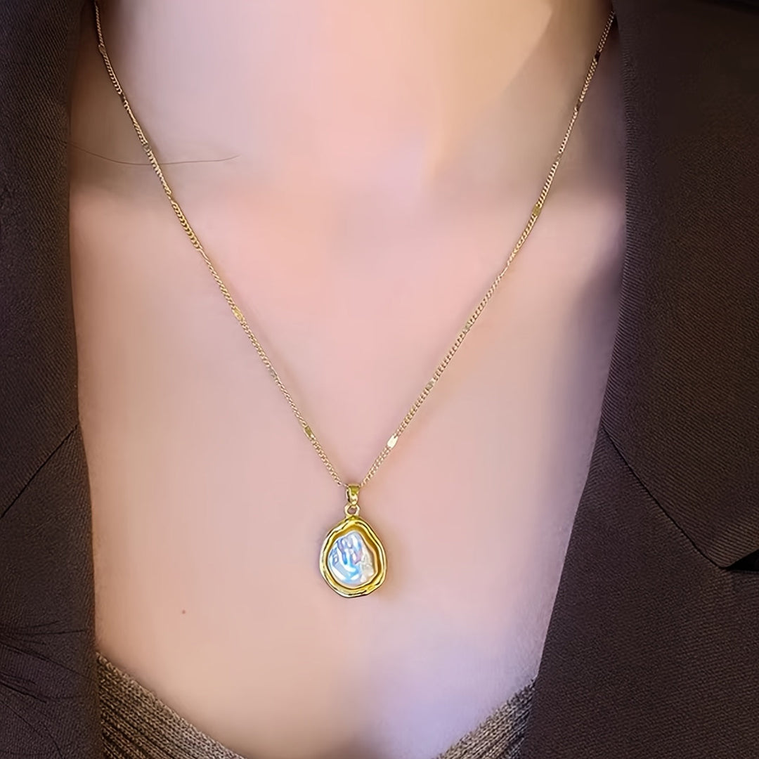 Elegant Imitation Pearl Pendant Necklace