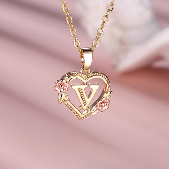 Elegant Floral Heart Pendant Necklace