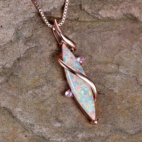 Rose Gold S-Shaped Opal Necklace