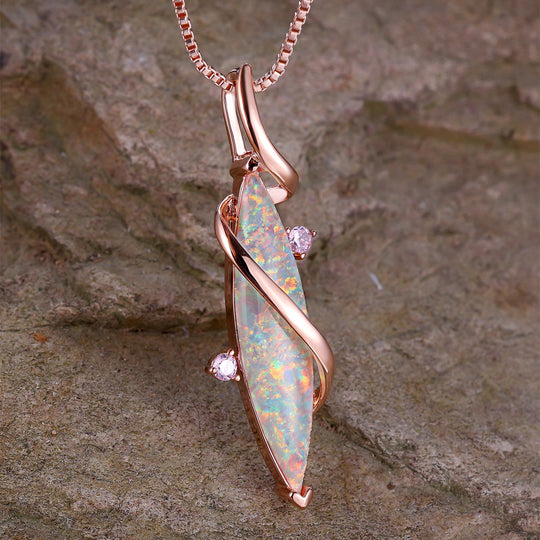 Rose Gold S-Shaped Opal Necklace