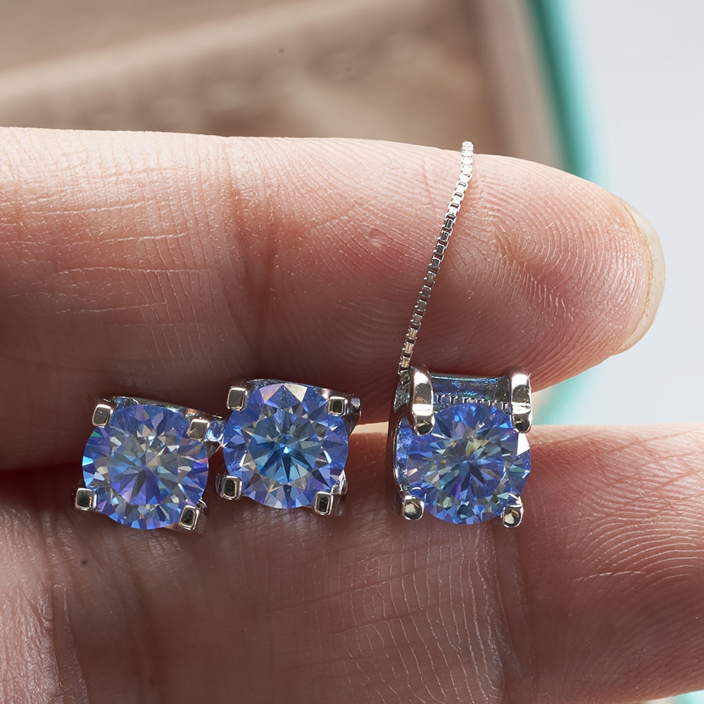 3pcs Moissanite Stud Earrings Set