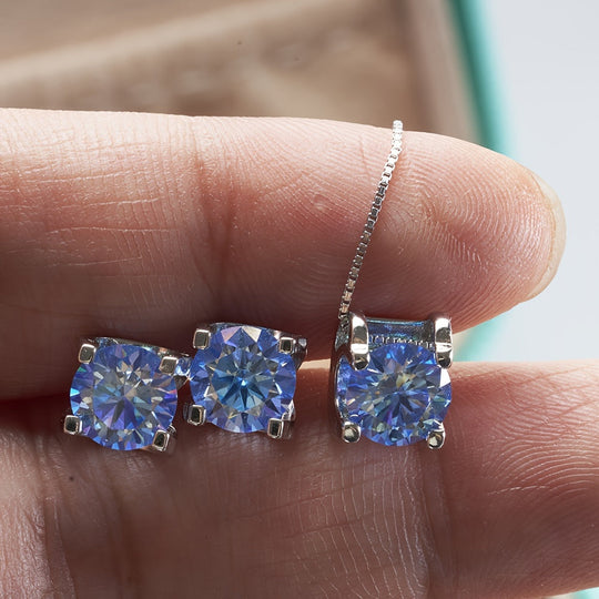 3pcs Moissanite Stud Earrings Set