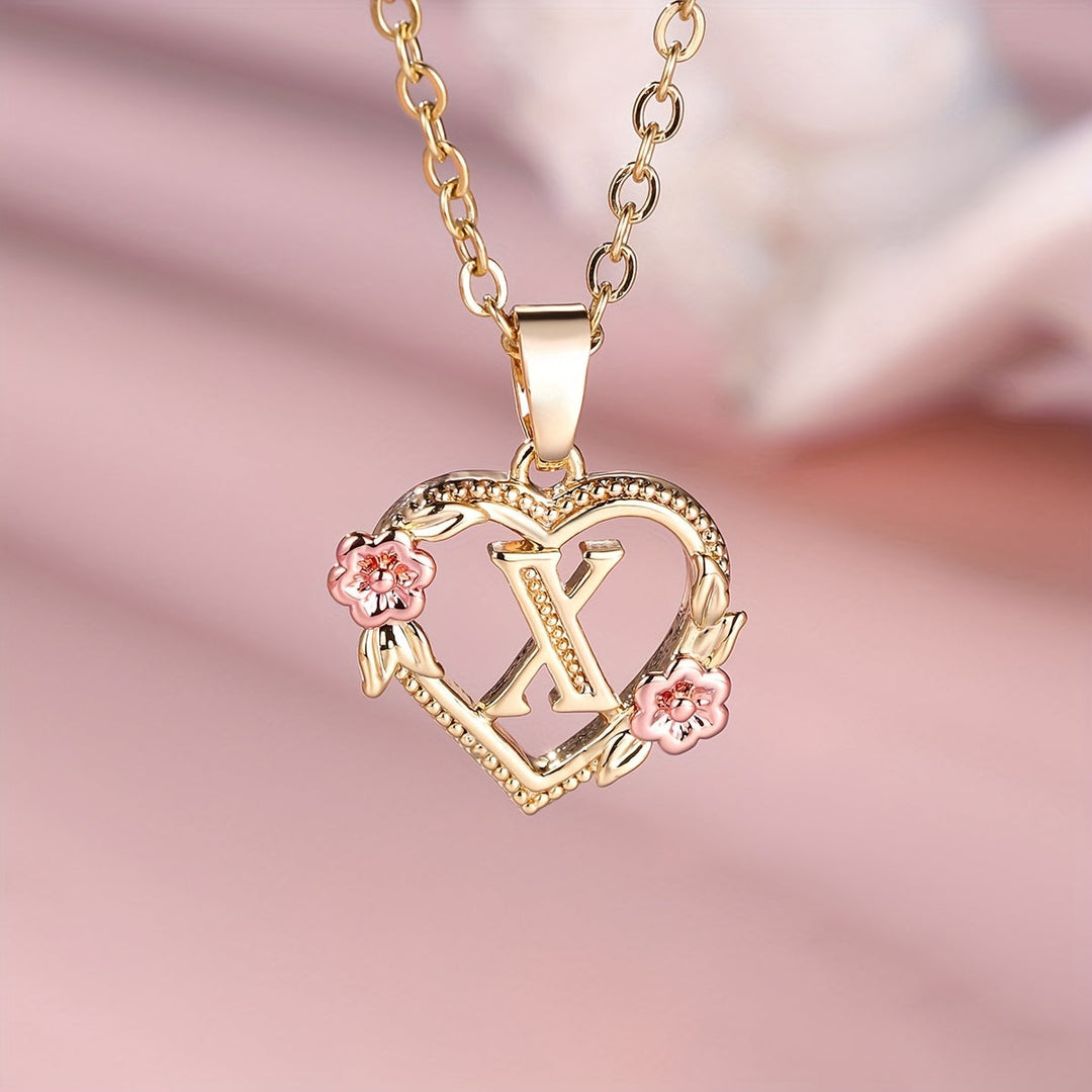 Elegant Floral Heart Pendant Necklace