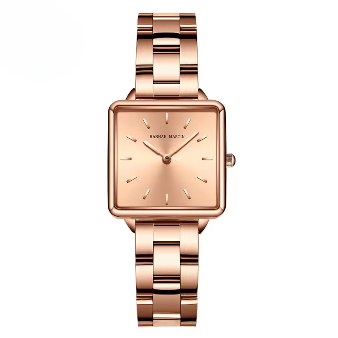 Stainless Square Rose Gold Dial Quartz Watch
