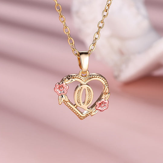 Elegant Floral Heart Pendant Necklace