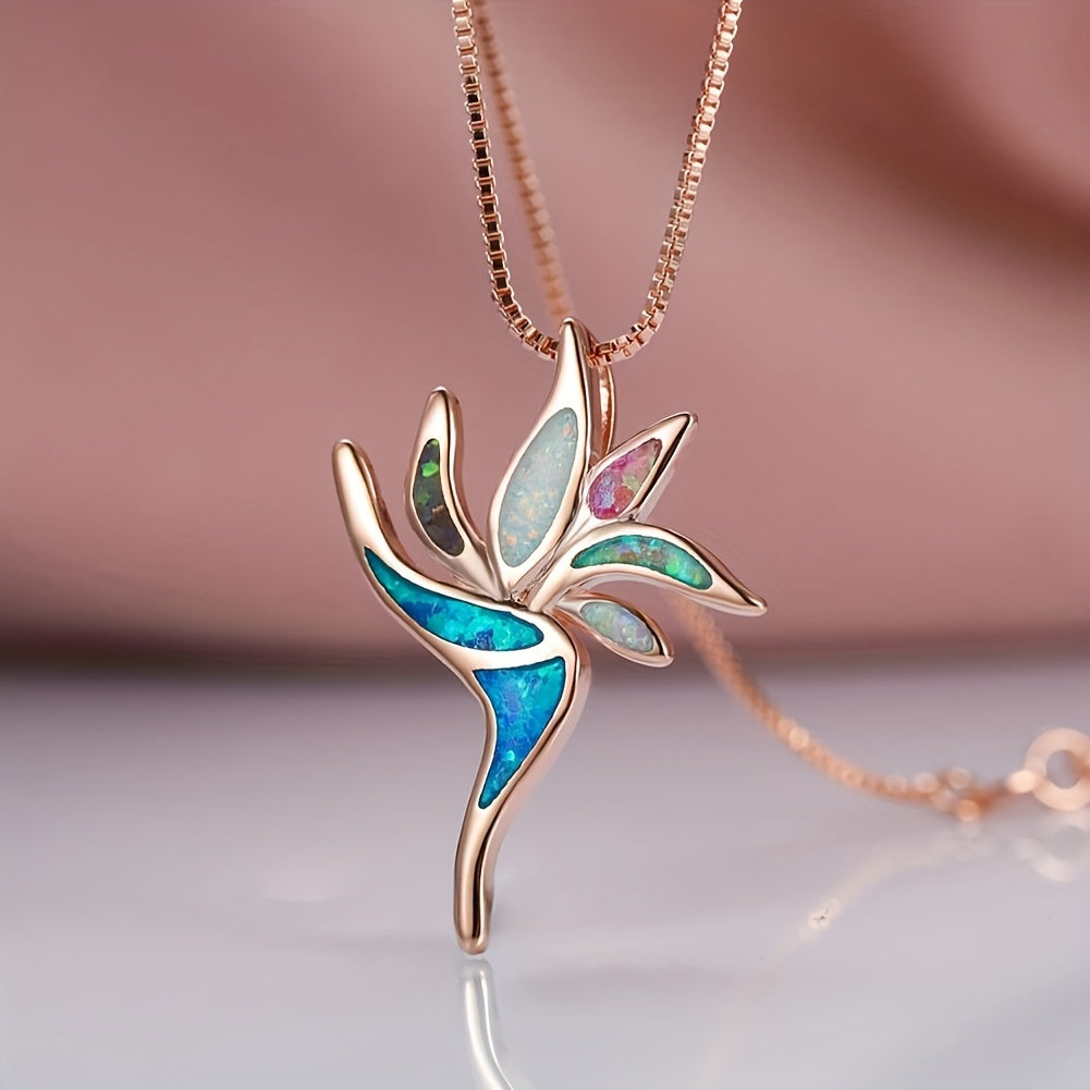 Fashionable Opal Torch Long Necklace