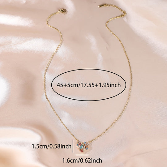 Trendy Multicolor Zirconia Heart Necklace