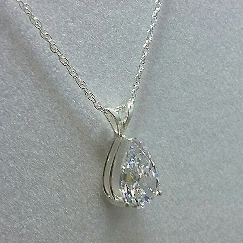 Teardrop Shaped Zirconia Pendant Necklace