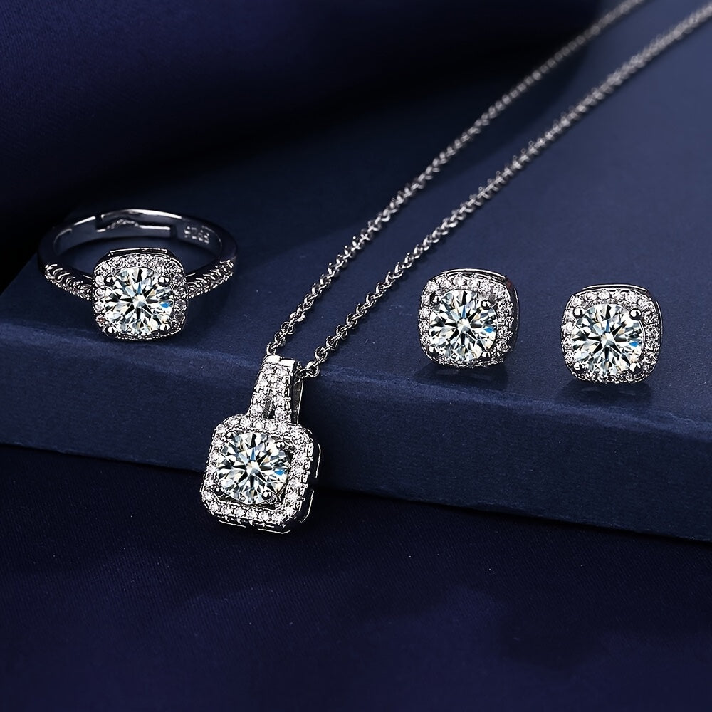 3-Piece Square Zirconia Jewelry Set
