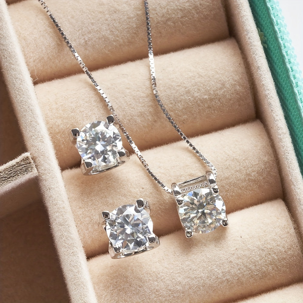 3pcs Moissanite Stud Earrings Set