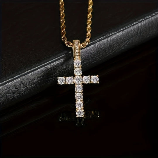 Stylish Golden-Tone Cross Necklace