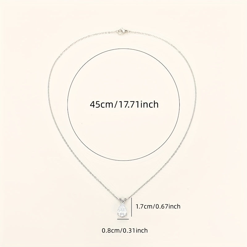 Teardrop Shaped Zirconia Pendant Necklace