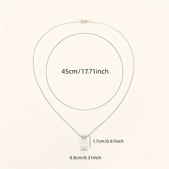 Teardrop Shaped Zirconia Pendant Necklace