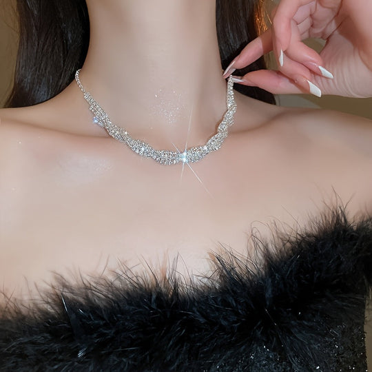 Sparkling Rhinestone Set – Necklace, Earrings & Bracelet