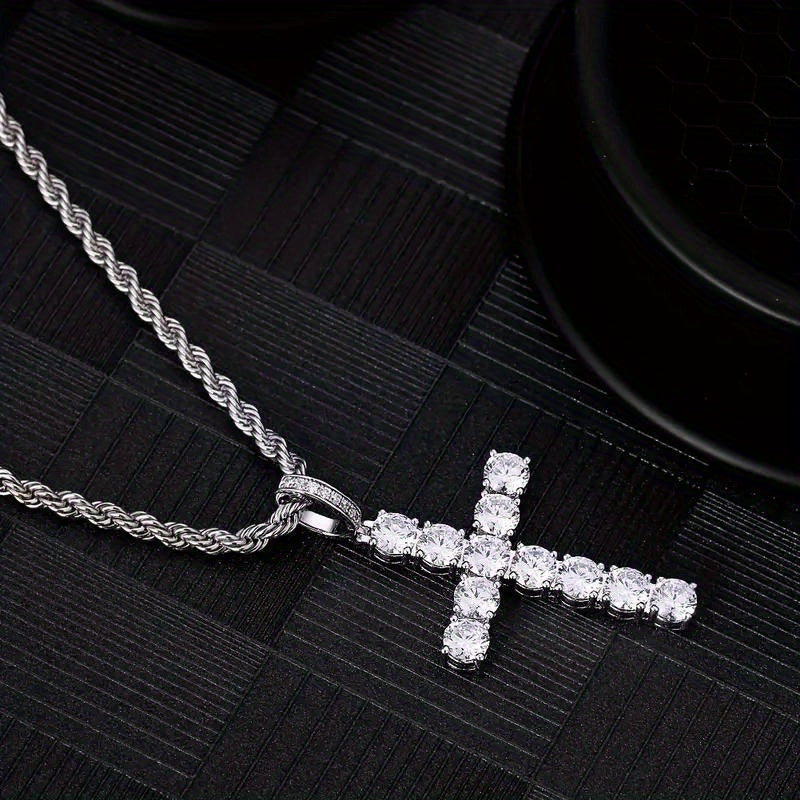 Exquisite Zirconia Cross Pendant Necklace