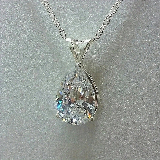 Teardrop Shaped Zirconia Pendant Necklace