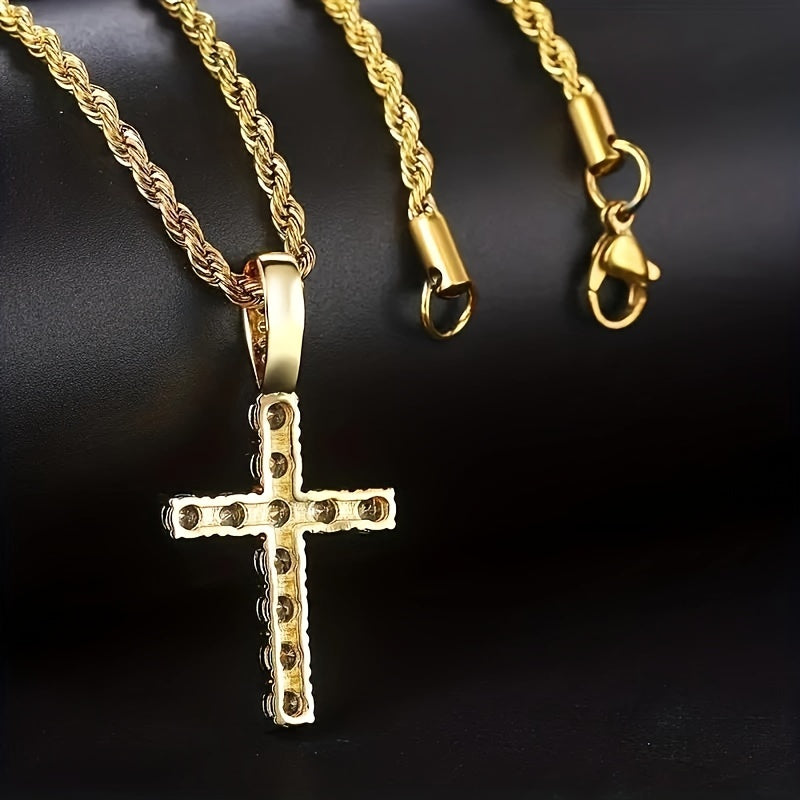 Stylish Golden-Tone Cross Necklace