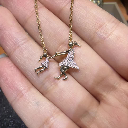 Elegant Mother & Daughter Zirconia Necklace