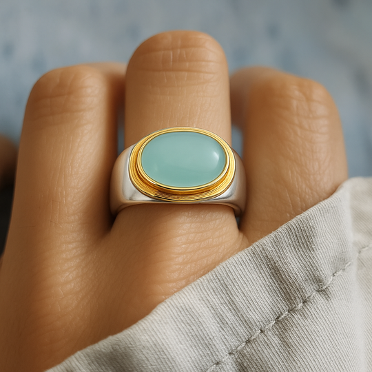 Minimalist Green Moonstone Ring