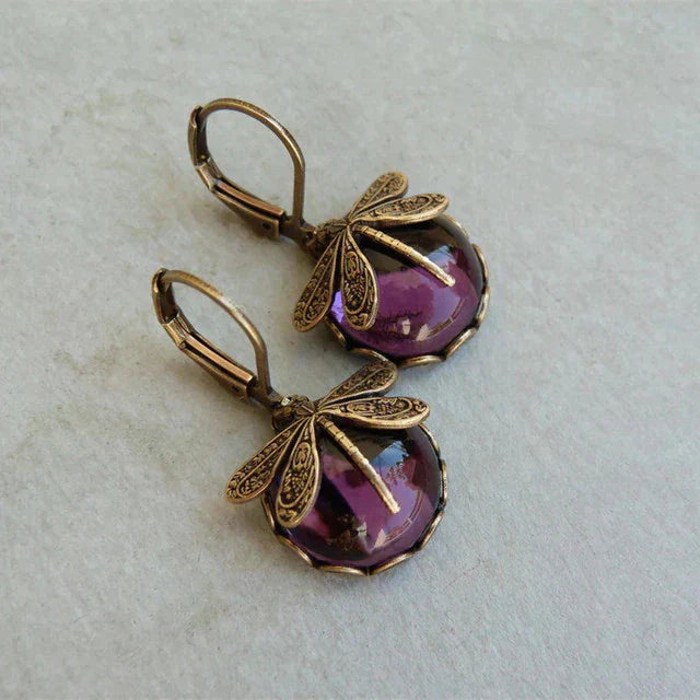 Spherical Dragonfly Earrings in Classic Gold
