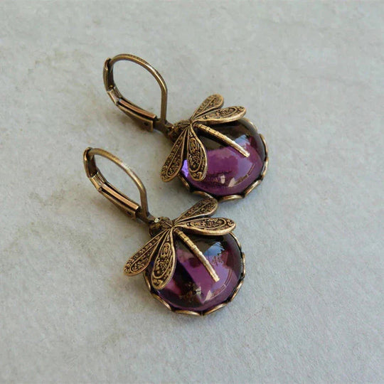 Spherical Dragonfly Earrings in Classic Gold