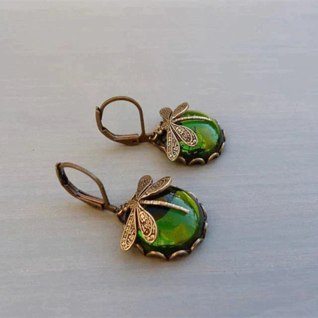Spherical Dragonfly Earrings in Classic Gold
