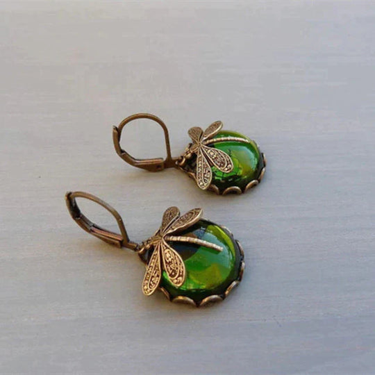 Spherical Dragonfly Earrings in Classic Gold