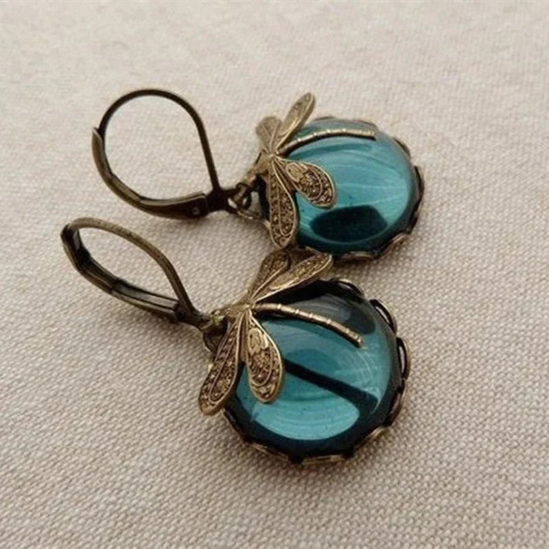 Spherical Dragonfly Earrings in Classic Gold