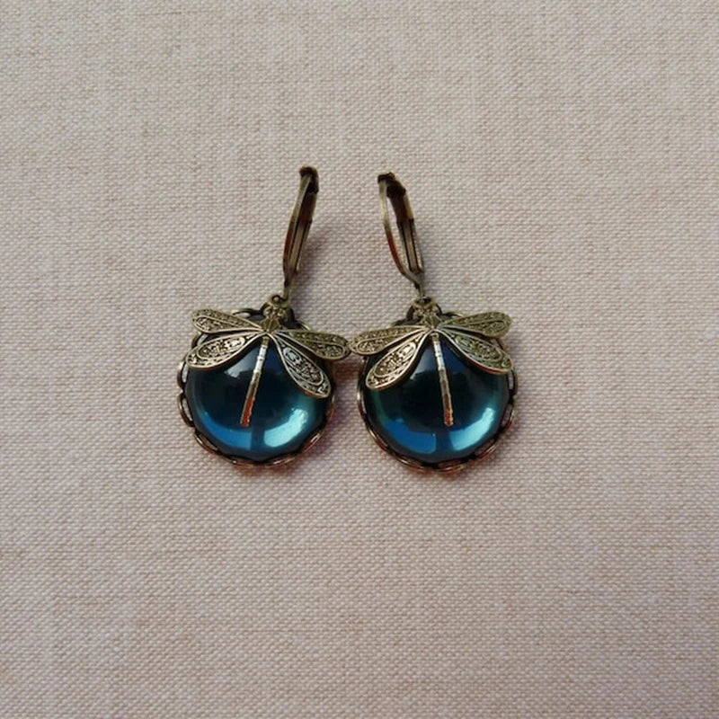 Spherical Dragonfly Earrings in Classic Gold