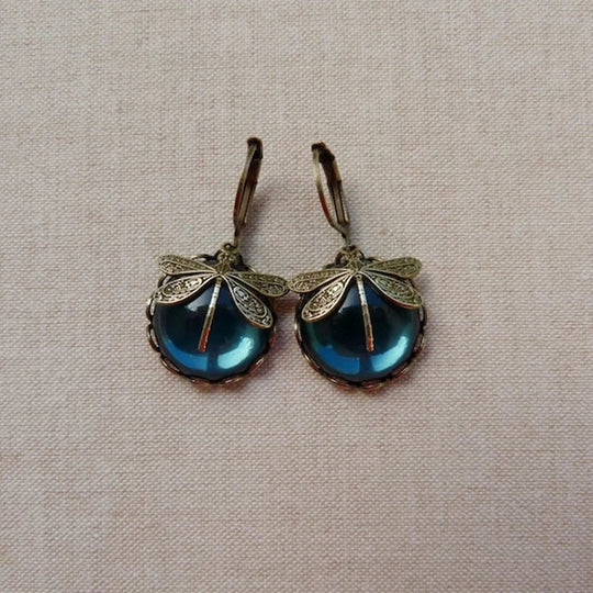 Spherical Dragonfly Earrings in Classic Gold