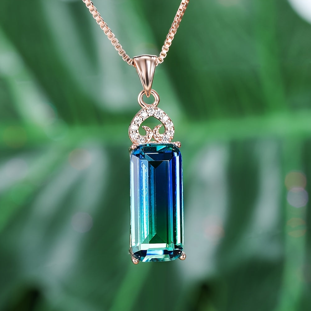 Bohemian Blue-Green Zirconia Pendant Necklace