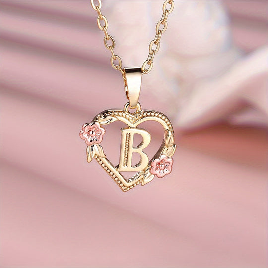 Elegant Floral Heart Pendant Necklace