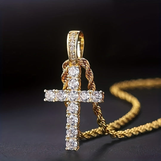 Exquisite Zirconia Cross Pendant Necklace