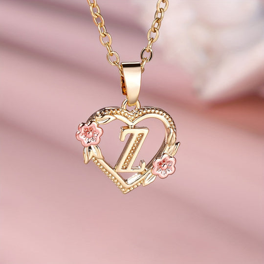 Elegant Floral Heart Pendant Necklace