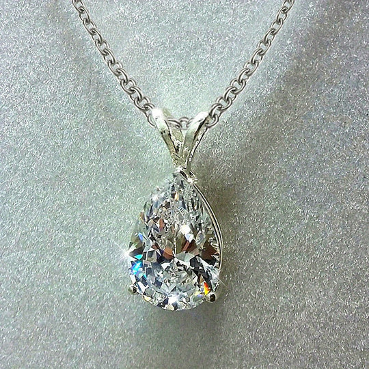 Teardrop Shaped Zirconia Pendant Necklace