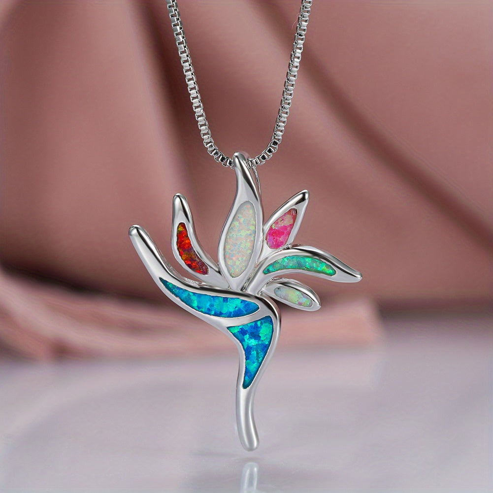 Fashionable Opal Torch Long Necklace