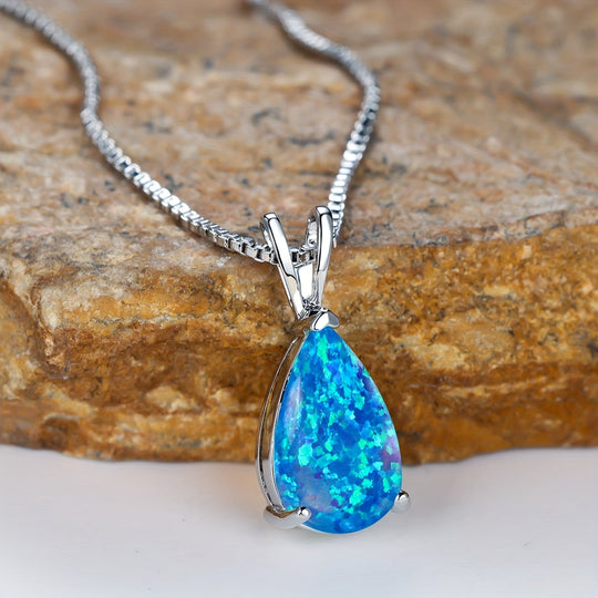 Elegant Boho Chic Opal Pendant Necklace
