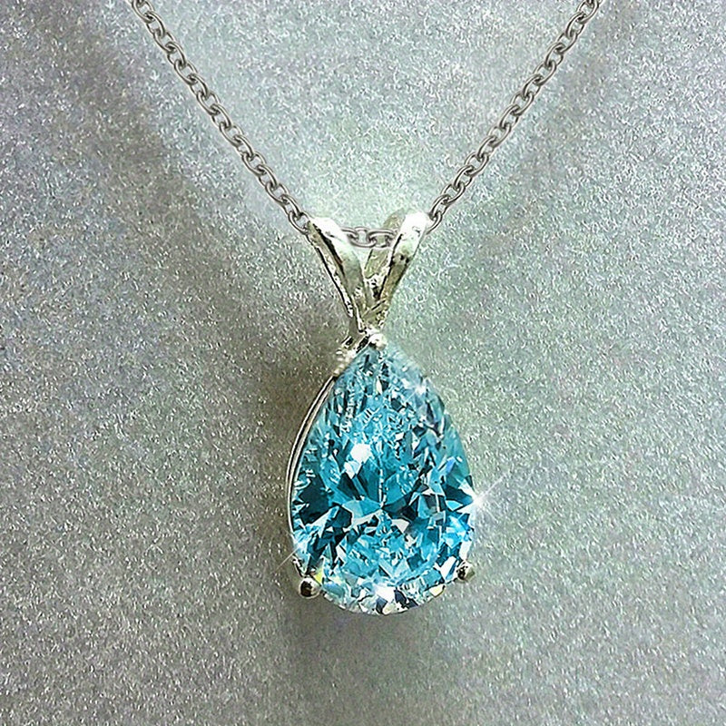 Teardrop Shaped Zirconia Pendant Necklace
