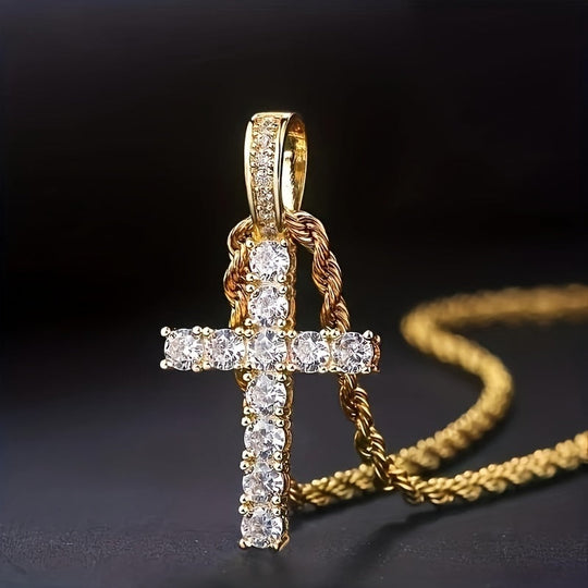Stylish Golden-Tone Cross Necklace