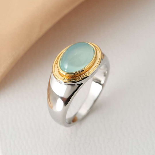 Minimalist Green Moonstone Ring