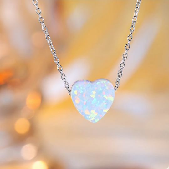 Heart Opal Pendant Necklace