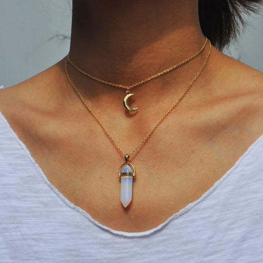 Natural Healing Crystal Moon Choker