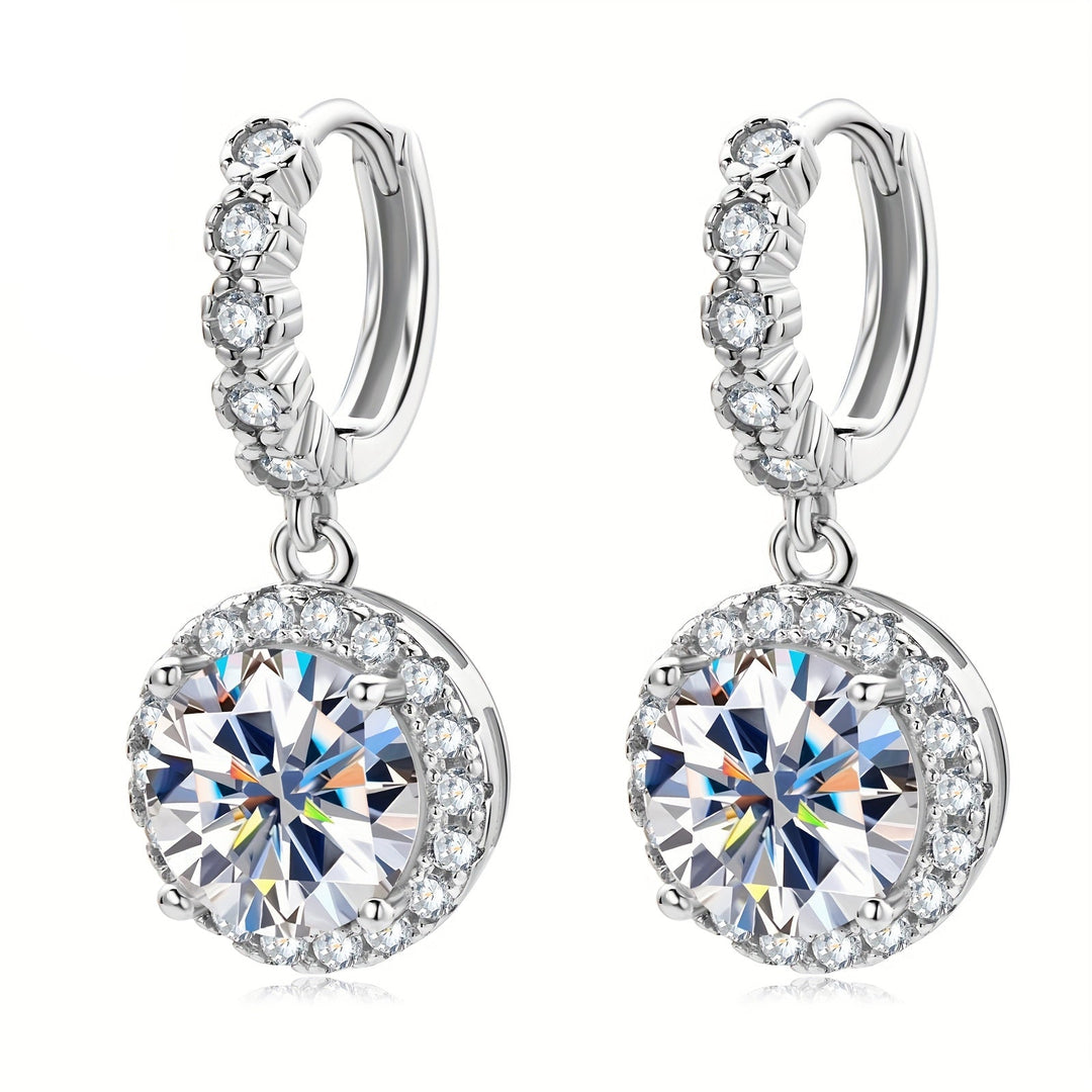 Stylish Round Moissanite & Zirconia Earrings