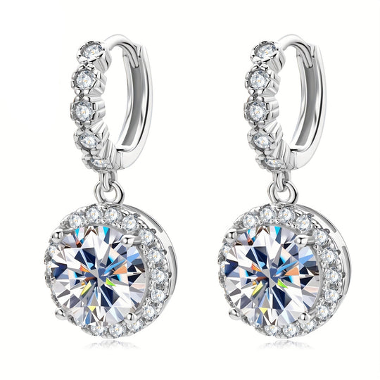Stylish Round Moissanite & Zirconia Earrings