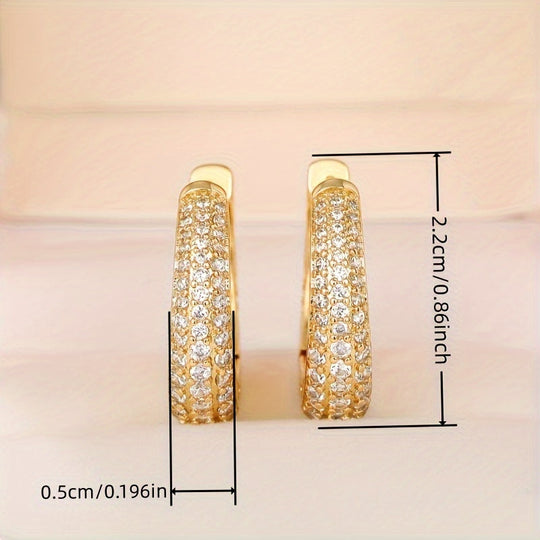 Trendy Micro Pave Zirconia Hoop Earrings