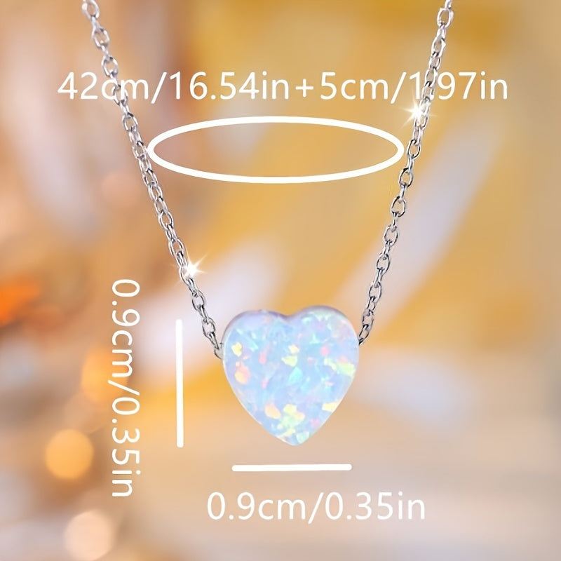 Heart Opal Pendant Necklace